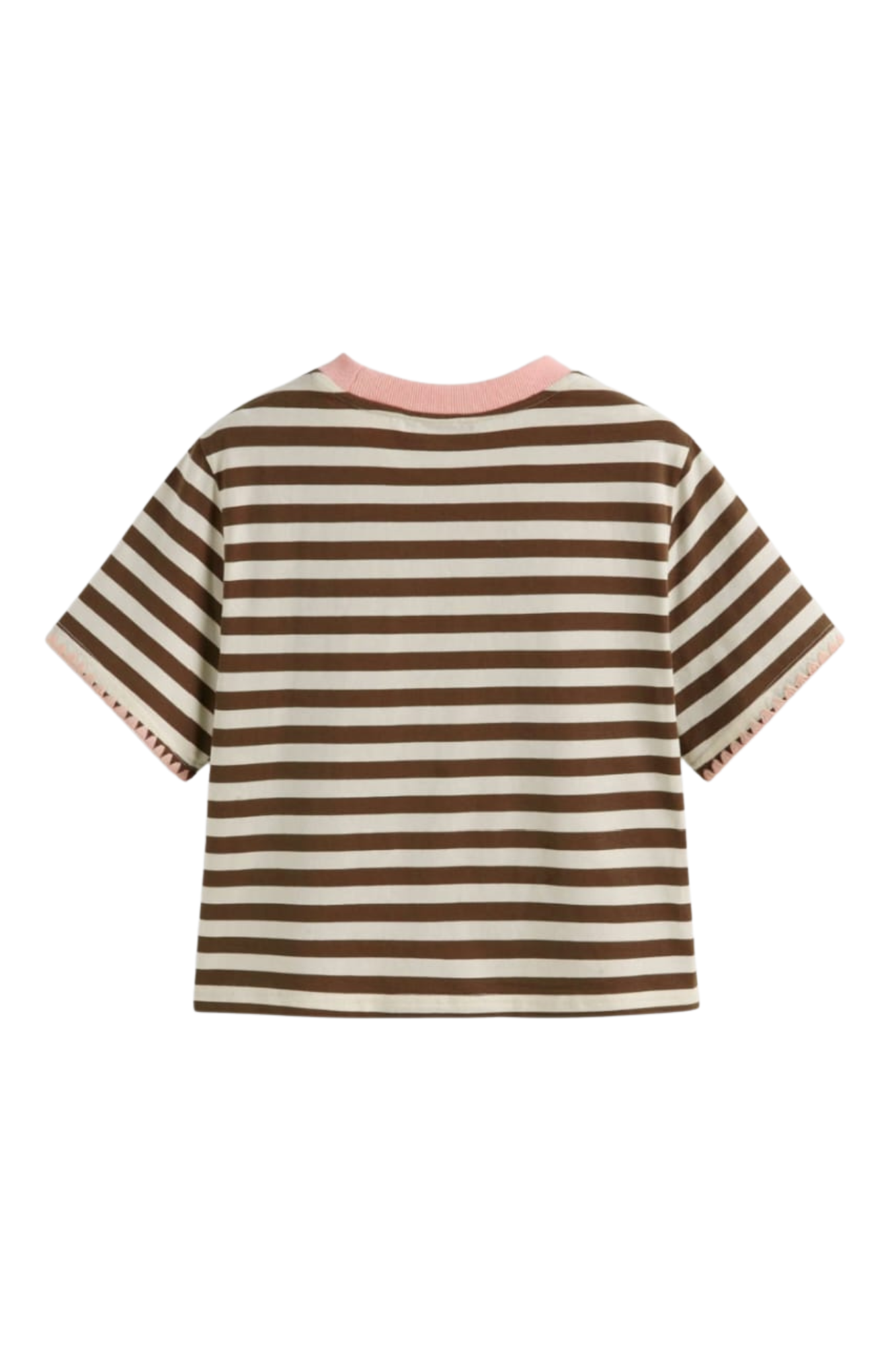 COTTON STRIPE BROWN TEE