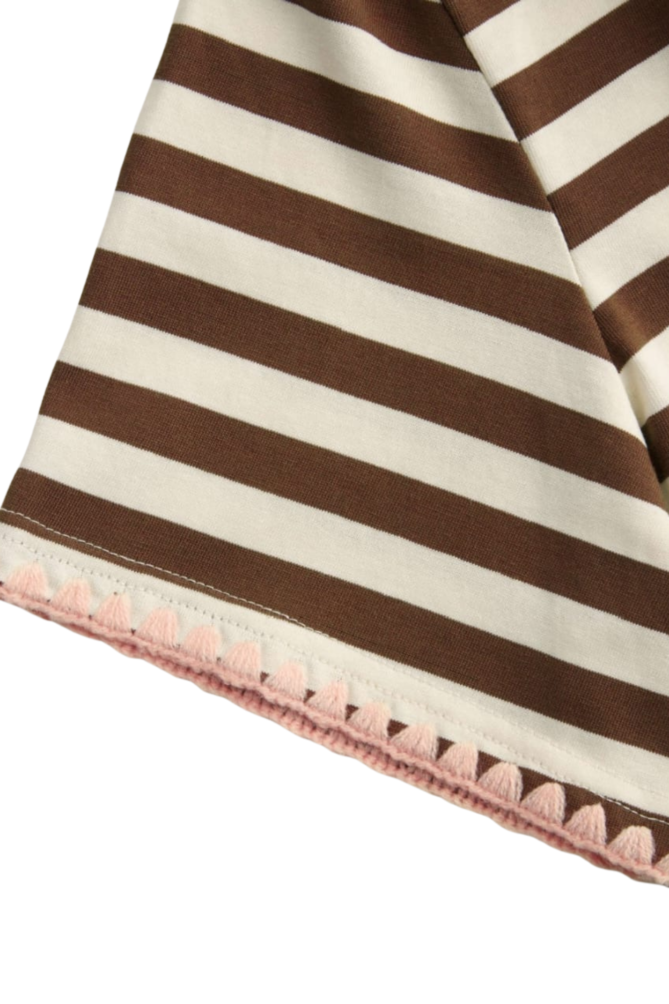 COTTON STRIPE BROWN TEE