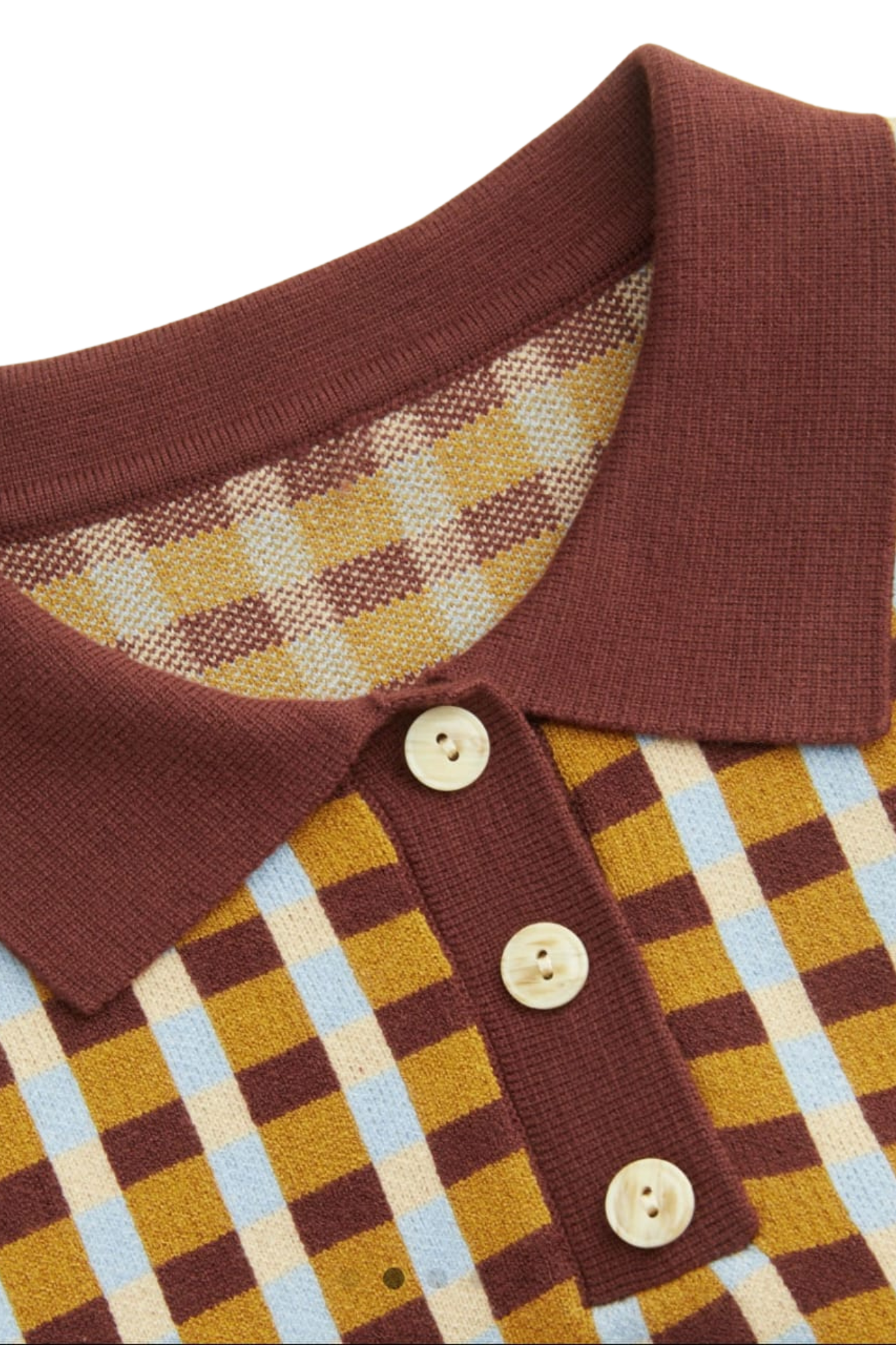 KNIT POLO CHECK BROWN