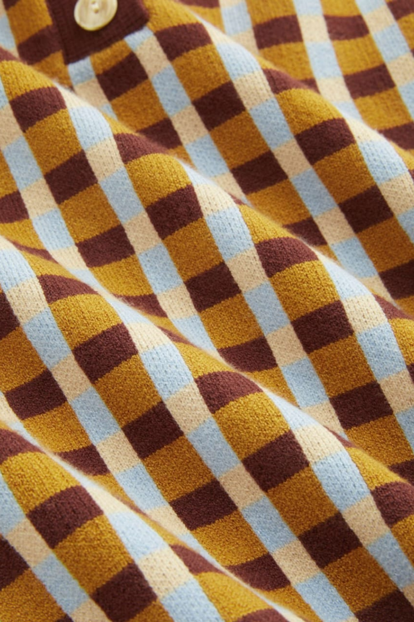 KNIT POLO CHECK BROWN