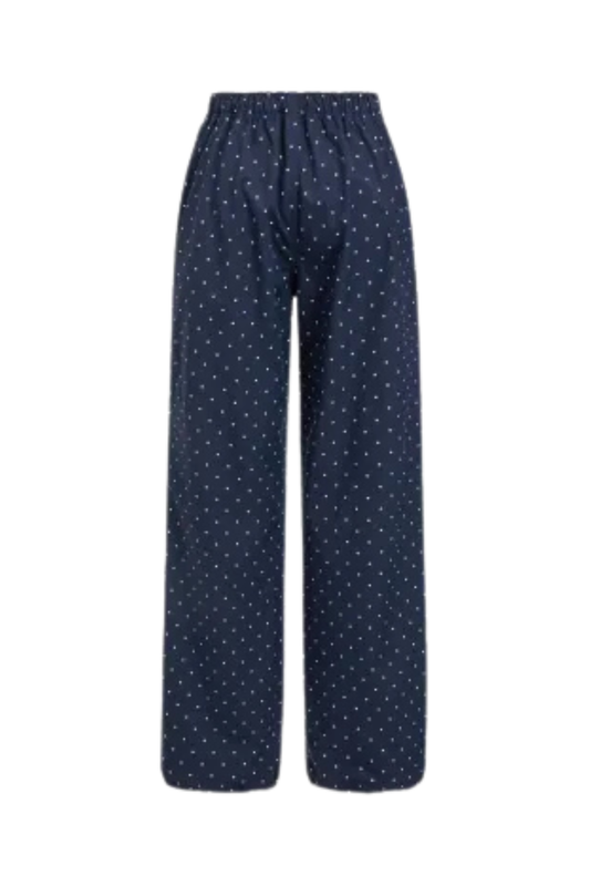 POLKA DOT ELASTIC NAVY PANTS