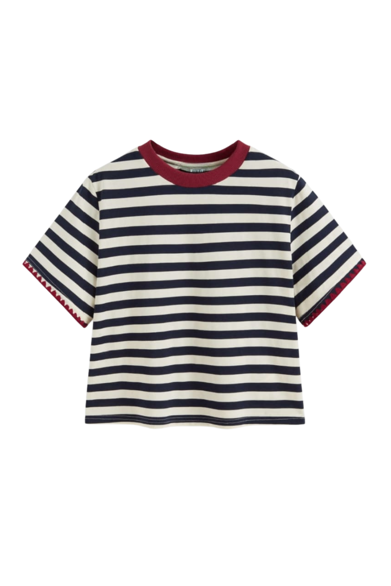 COTTON STRIPE NAVY TEE