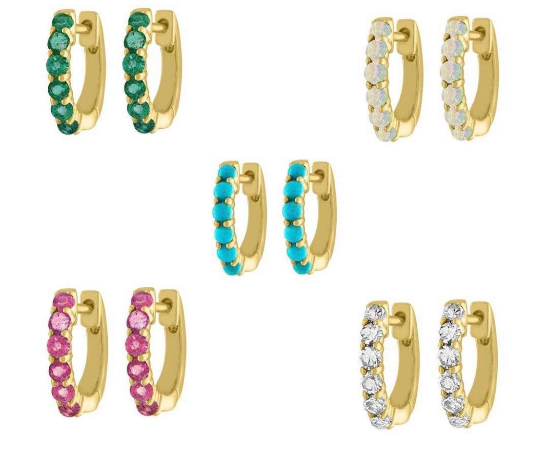CABOUCHON TURQUOISE HUGGIE