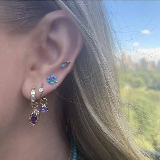 MINI ARROW STUDS TURQUOISE AND LAPIZ