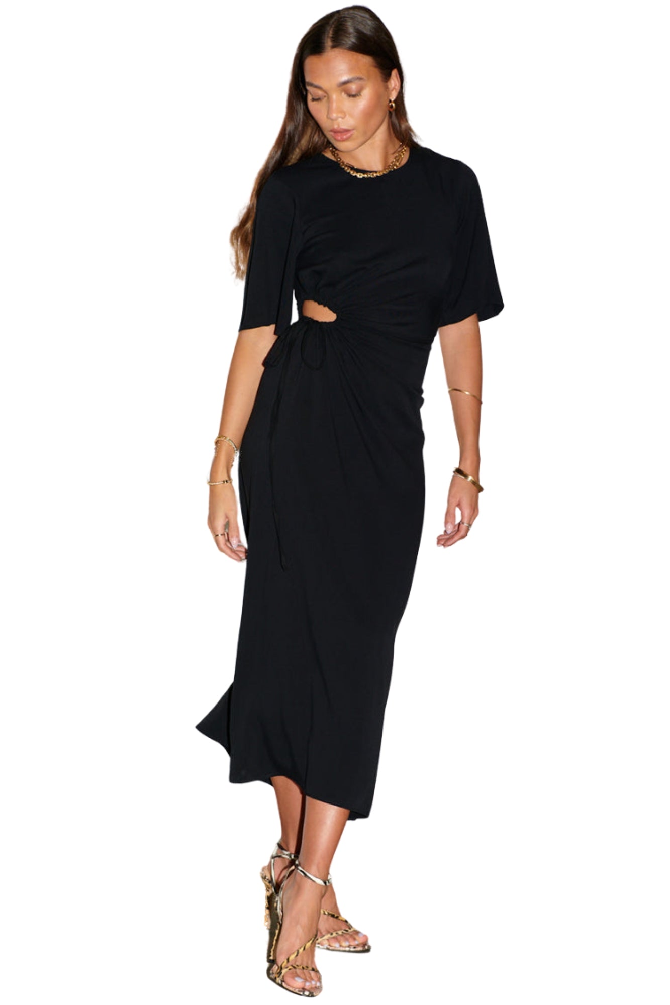 BLACK ANGEL SLEEVE RIVIERA DRESS