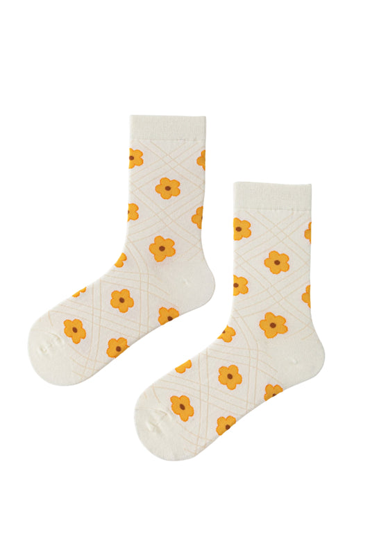 FLORAL CREW SOCKS - YELLOW