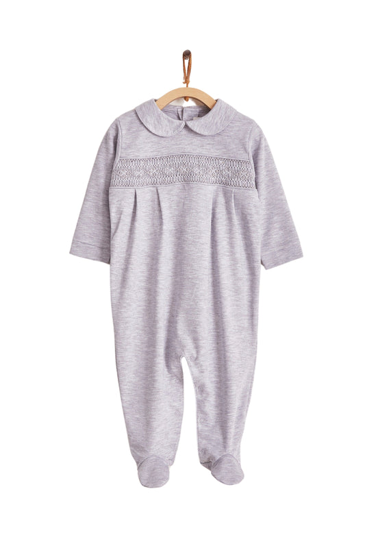 SMOCK PIMA LONG PLAYSUIT IN GREY