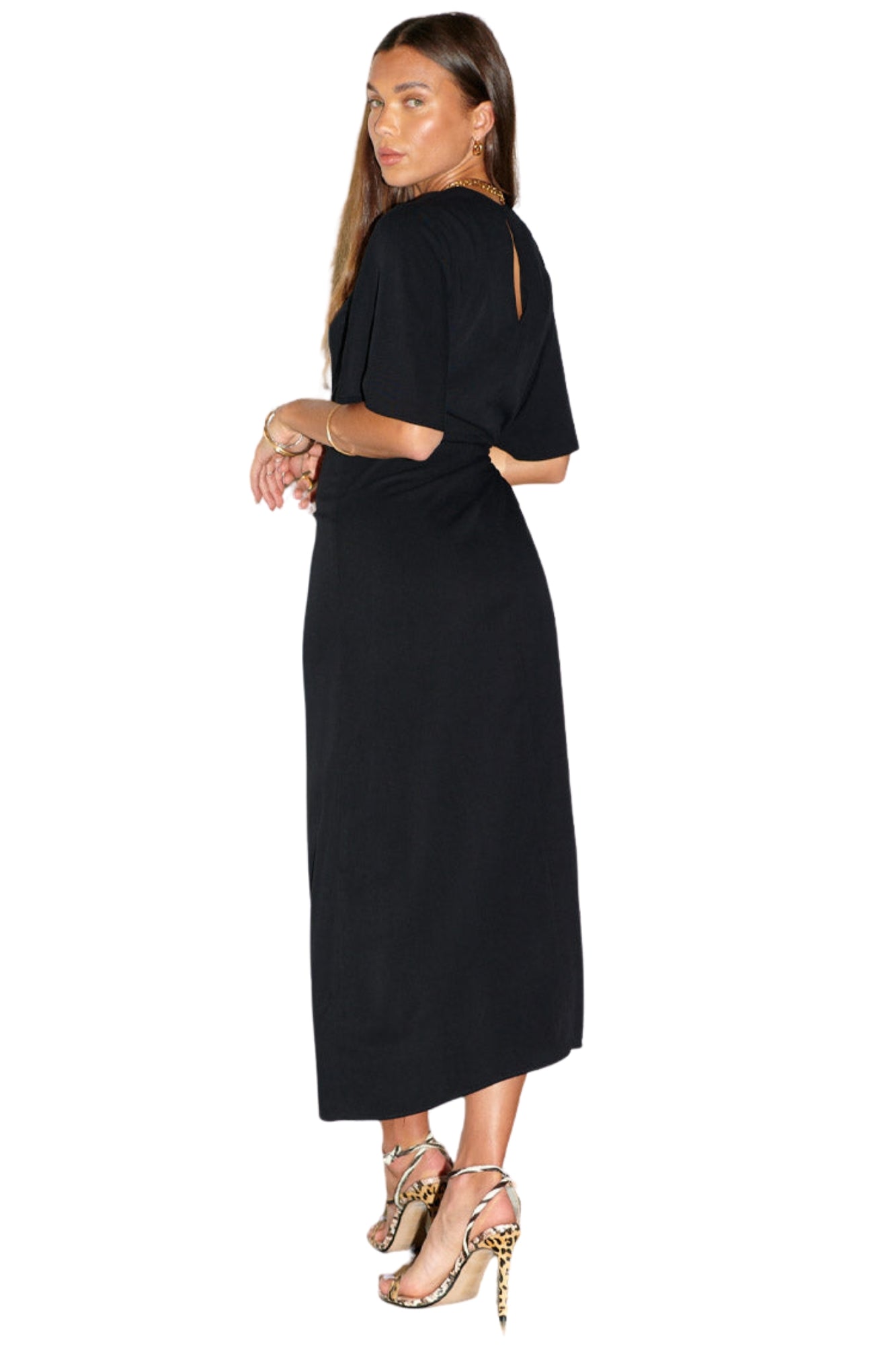 BLACK ANGEL SLEEVE RIVIERA DRESS