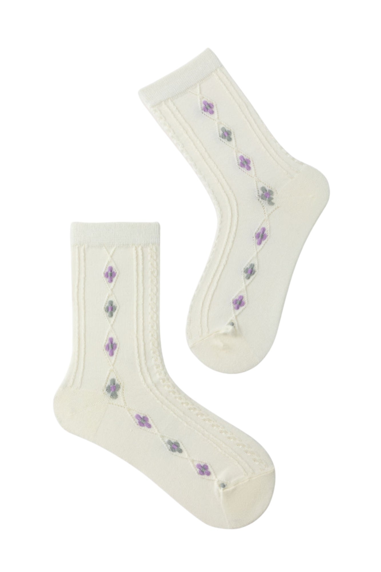 FLORAL CREW SOCKS - WHITE