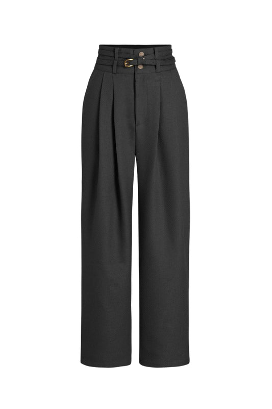 BELTED TROUSERS - BLACK