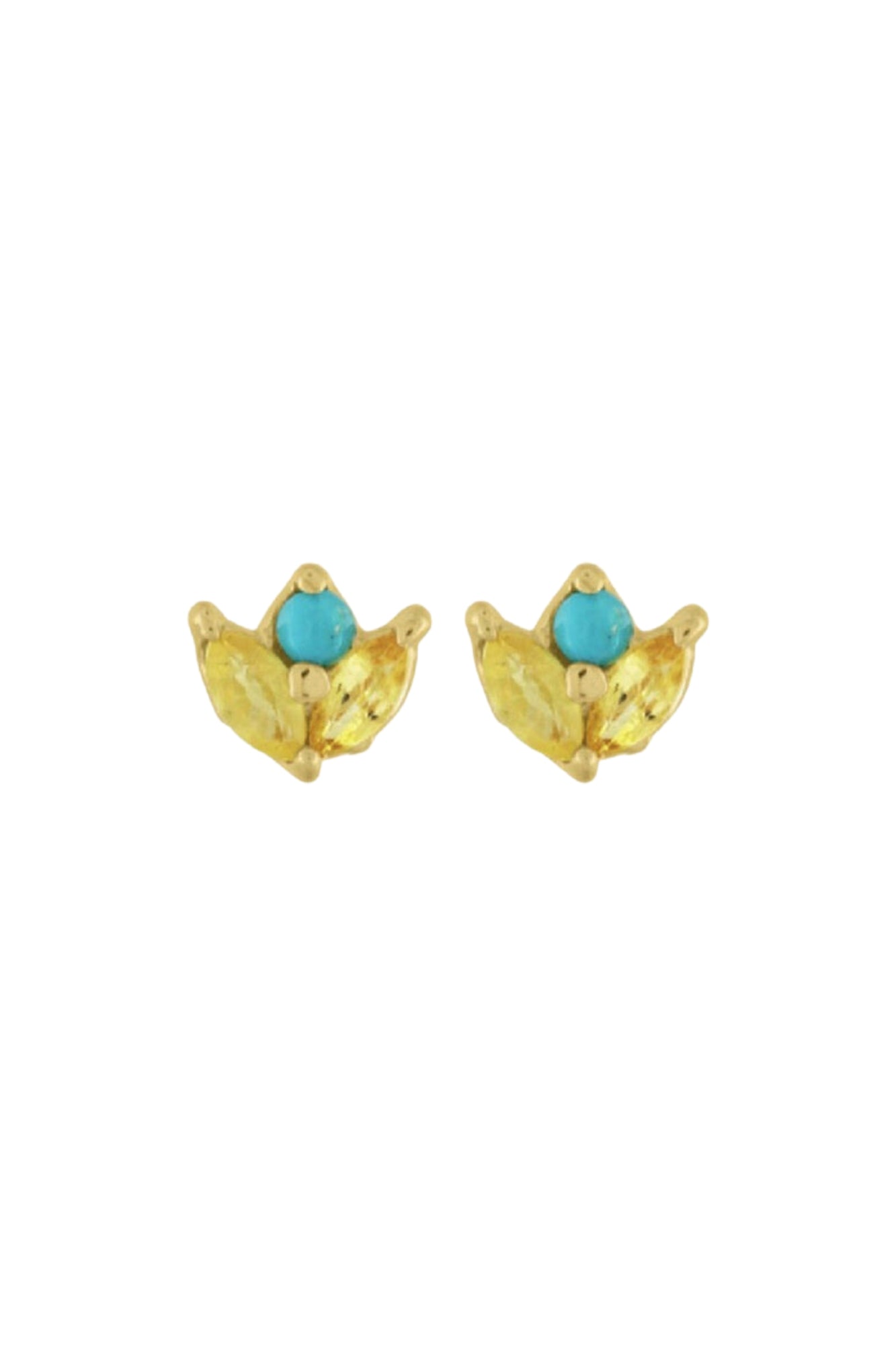 BLOOM STUD TURQUOISE AND YELLOW SAPPHIRE