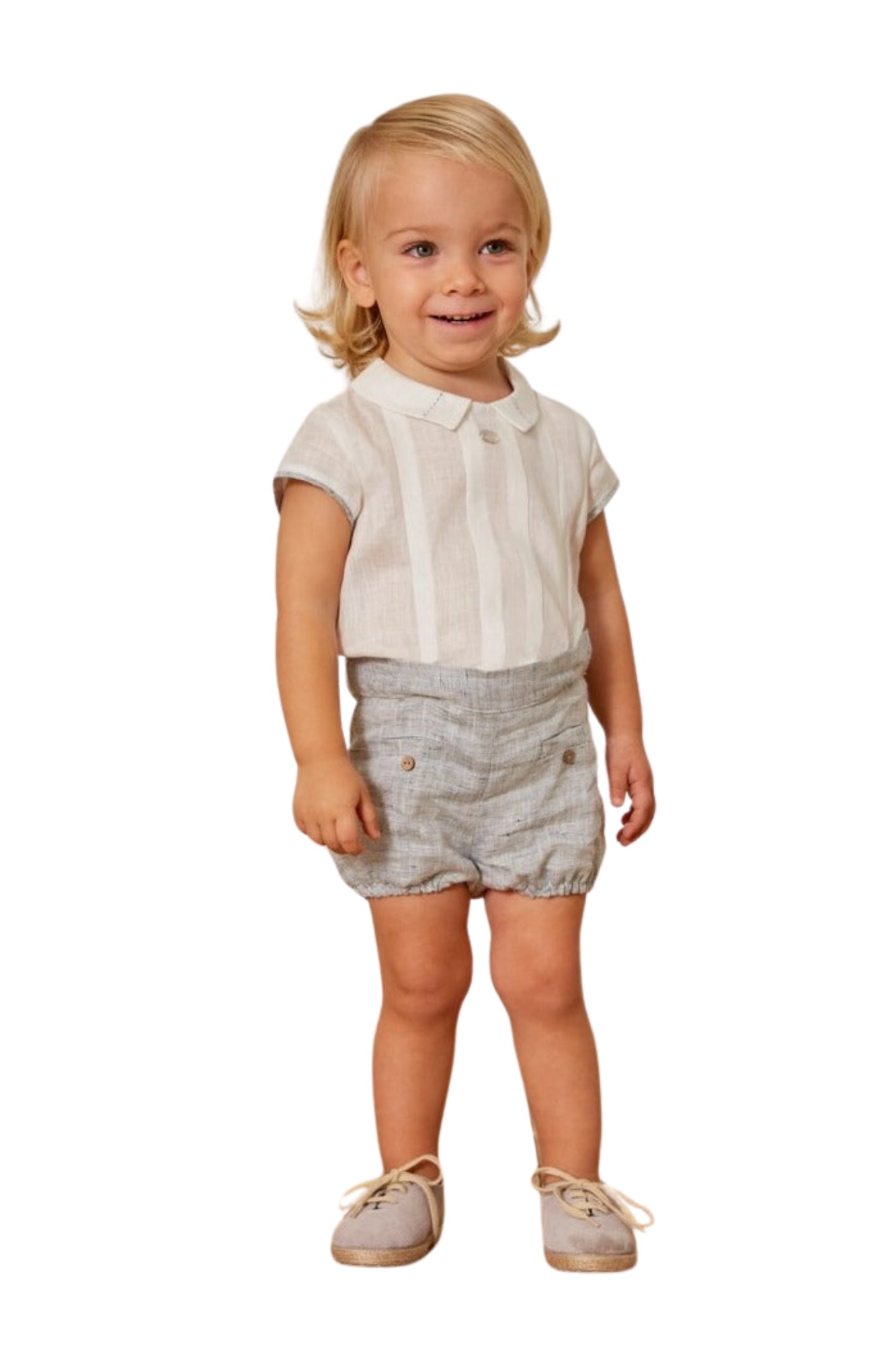 CONJUNTO TELA NIÑO ROSE GRIS