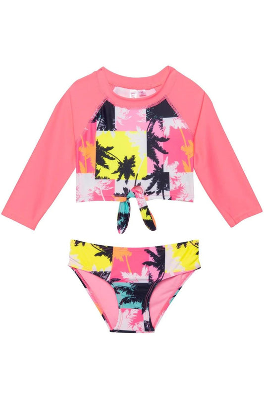 PALM TREE RASHGUARD SET - PINK