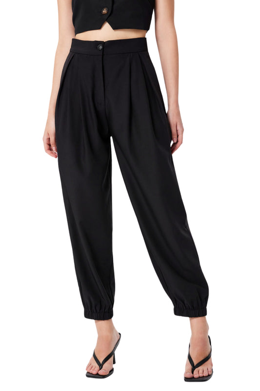 HIGH WAIST JOGGER PANTS - BLACK