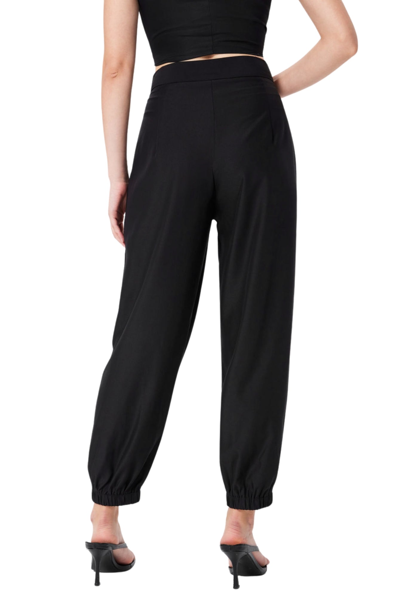 HIGH WAIST JOGGER PANTS - BLACK