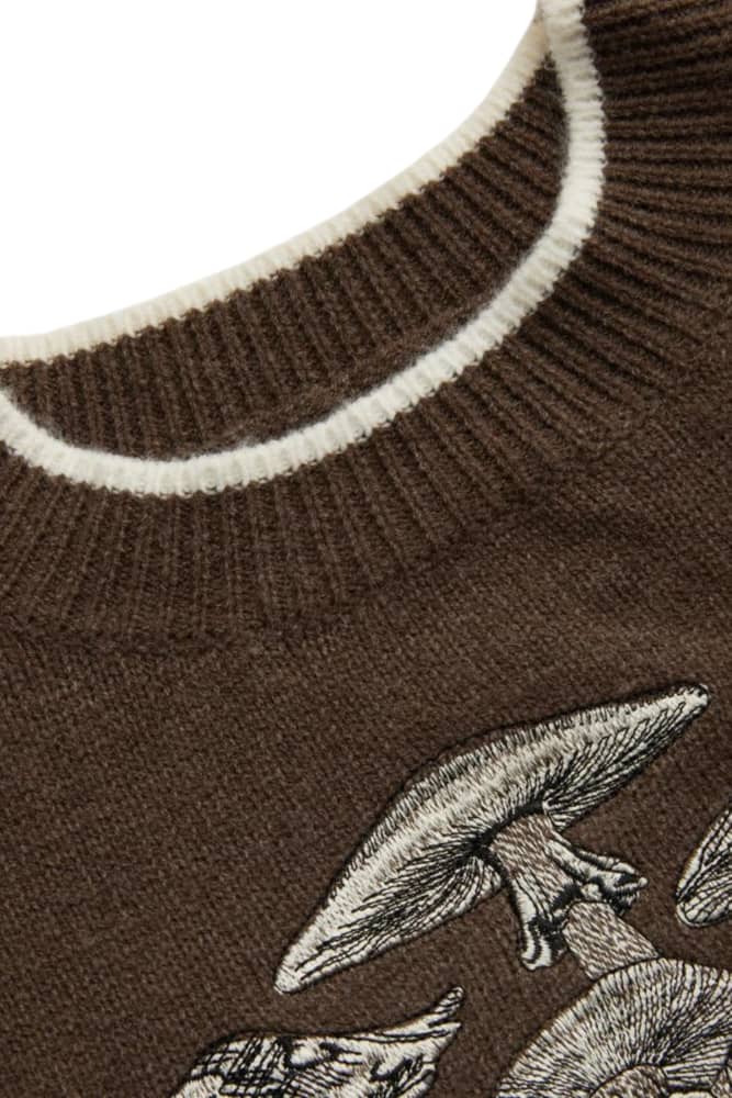 KNIT SWEATER MUSHROOM  BROWN