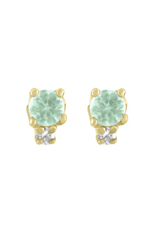 ROUND STONE AND DIAMOND STUD LIGHT GREEN SAPPHIRE