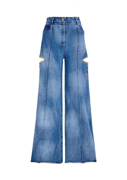 GOLDEN PALAZZO DENIM BLUE