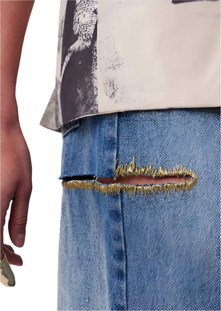 GOLDEN PALAZZO DENIM BLUE