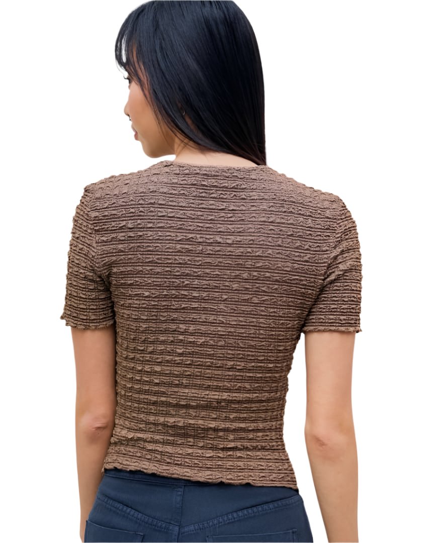 SHIRRED TOP BROWN