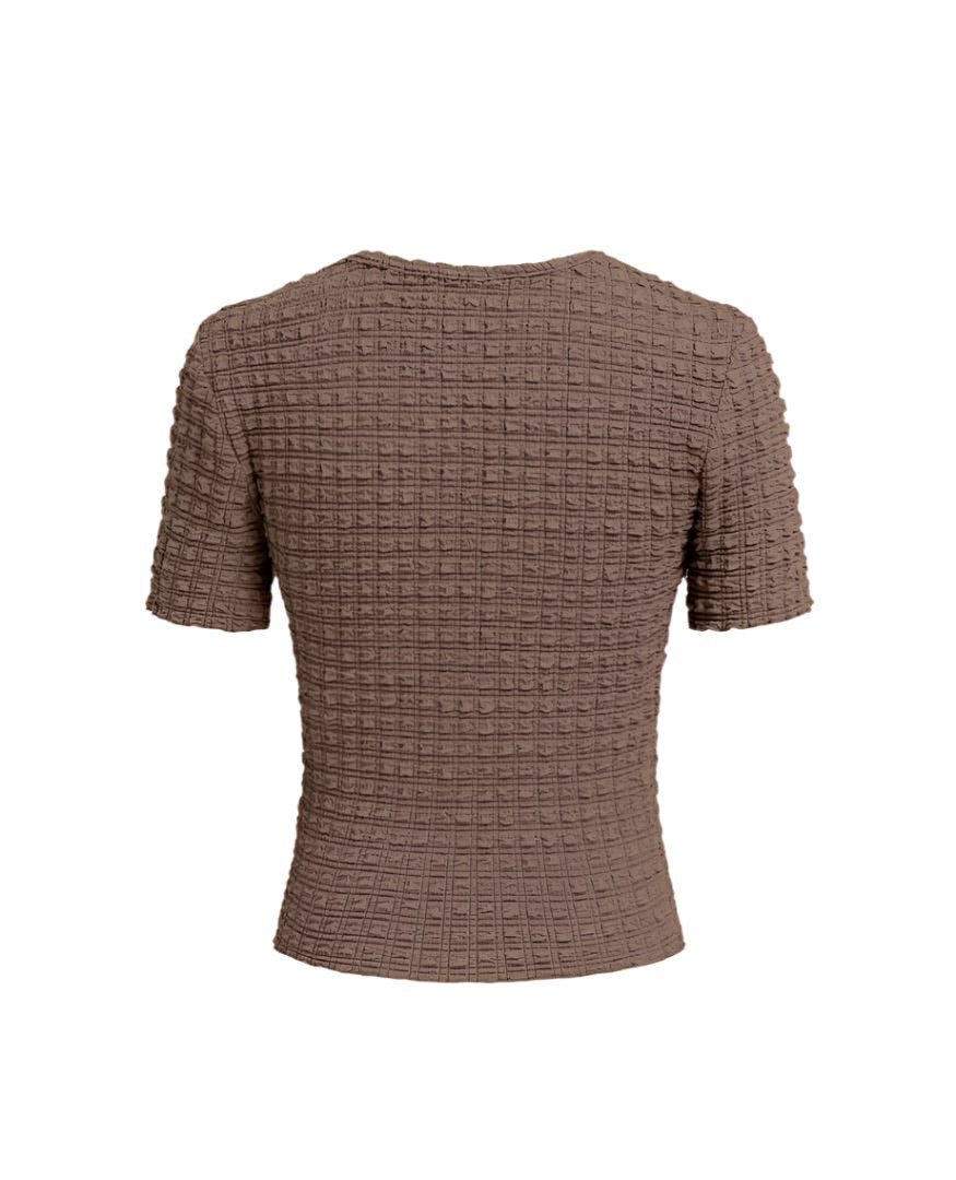 SHIRRED TOP BROWN