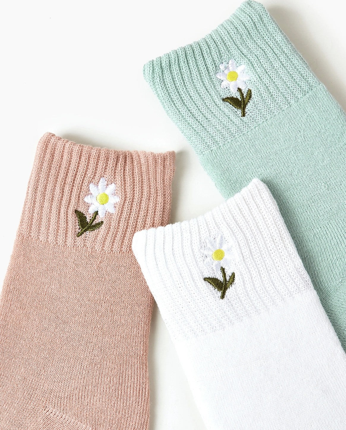 FLORAL ANKLE SOCKS WHITE