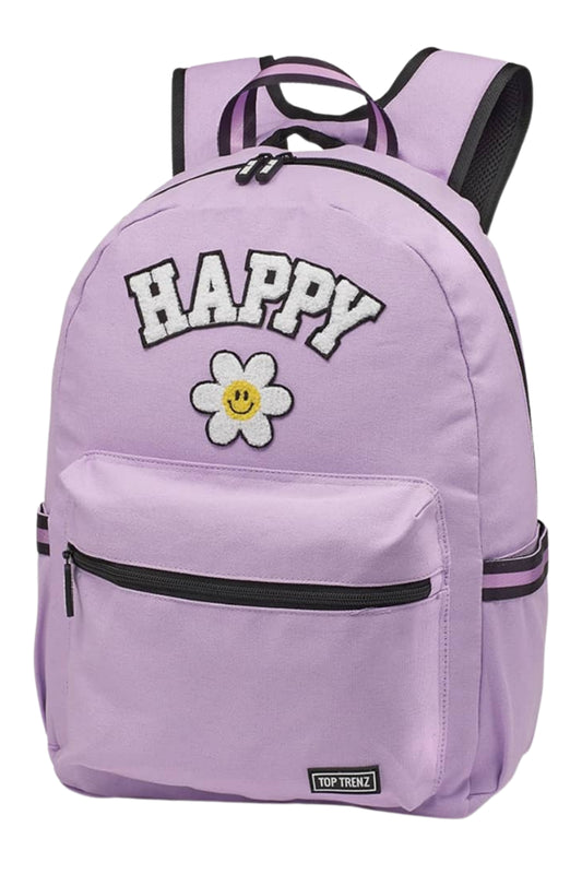 PURPLE HAPPY CANVAS PATCHES BACKPACK