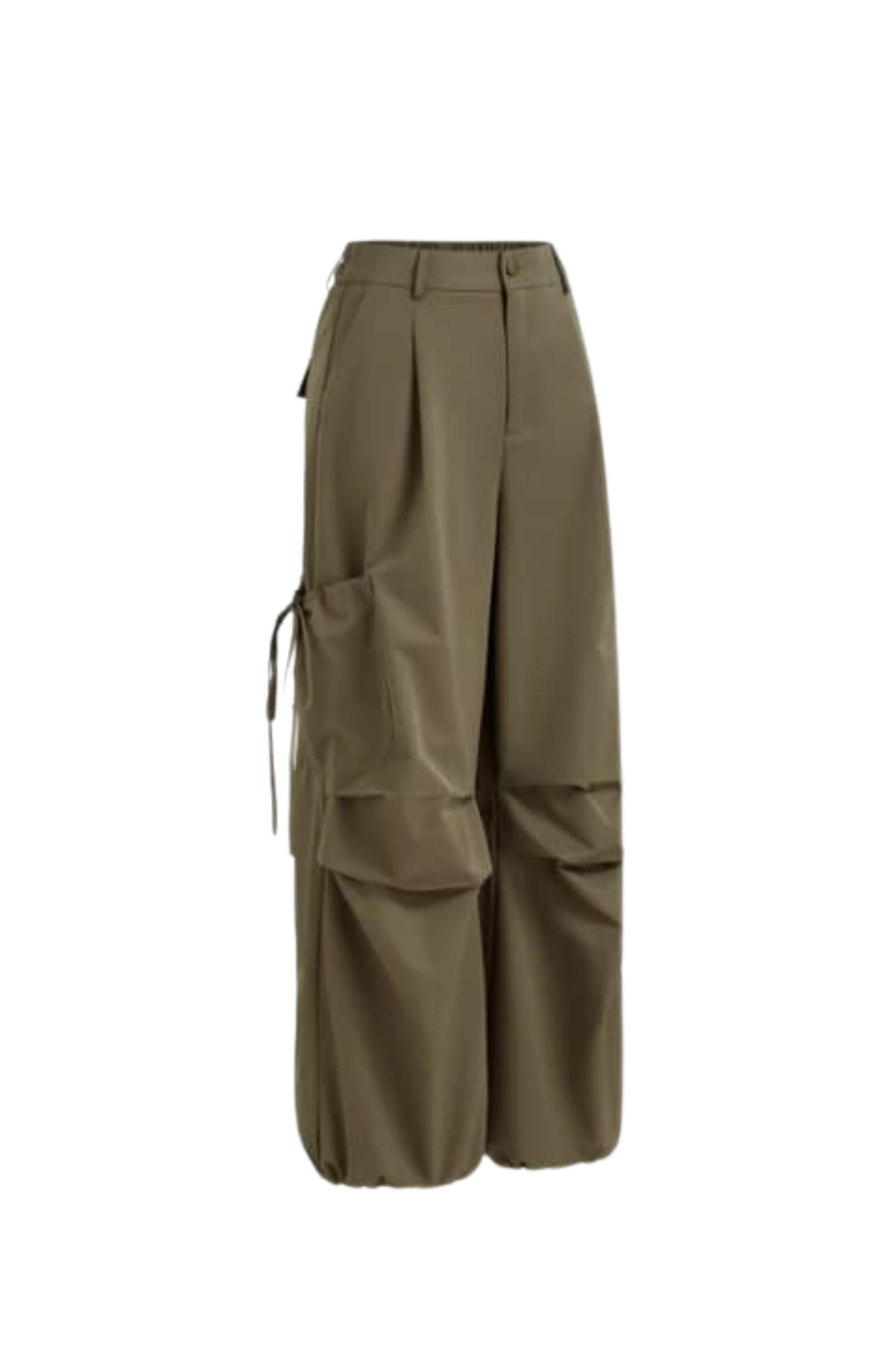 DARK GREEN WIDE LEG CARGO PANTS