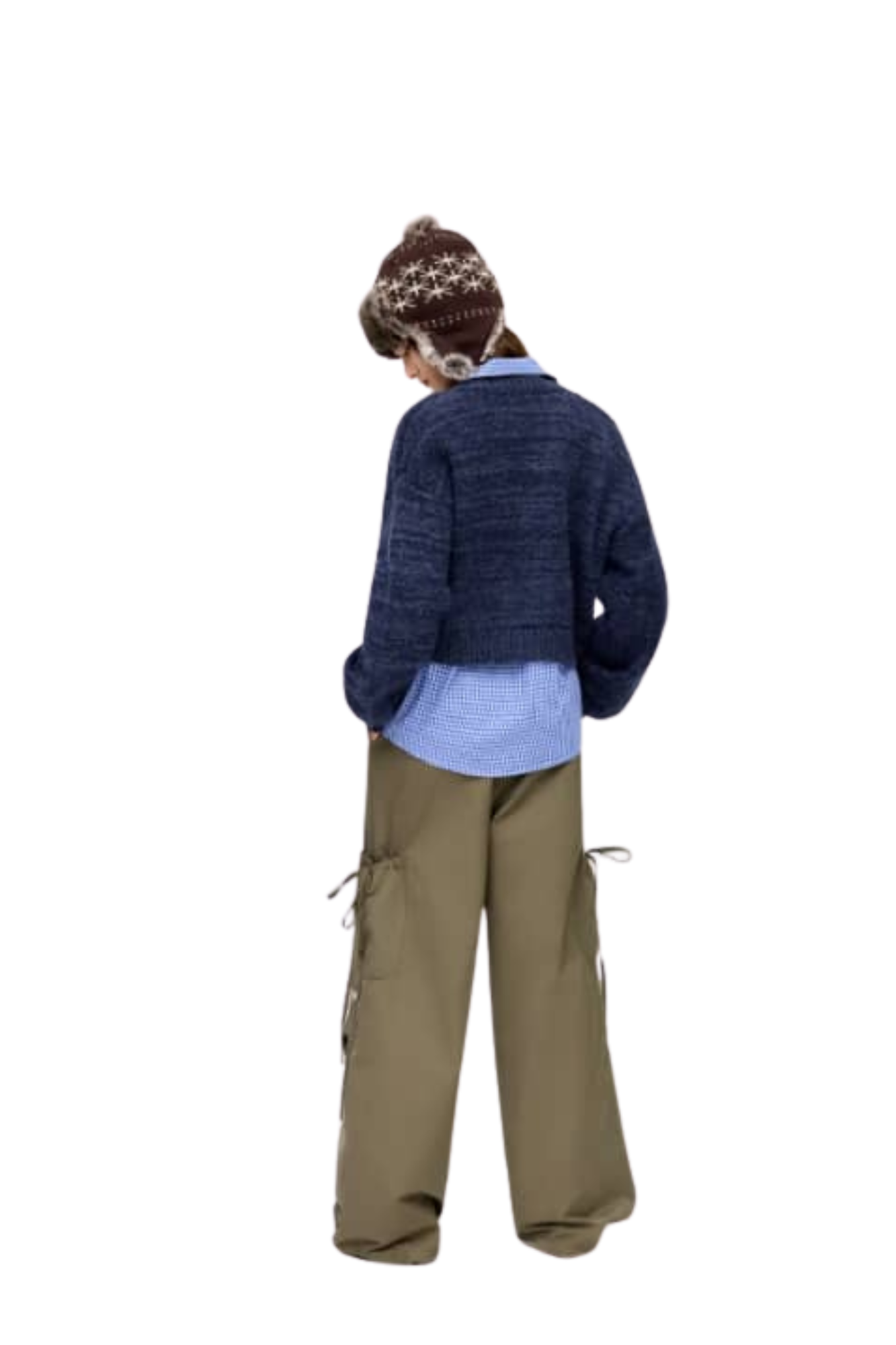 DARK GREEN WIDE LEG CARGO PANTS