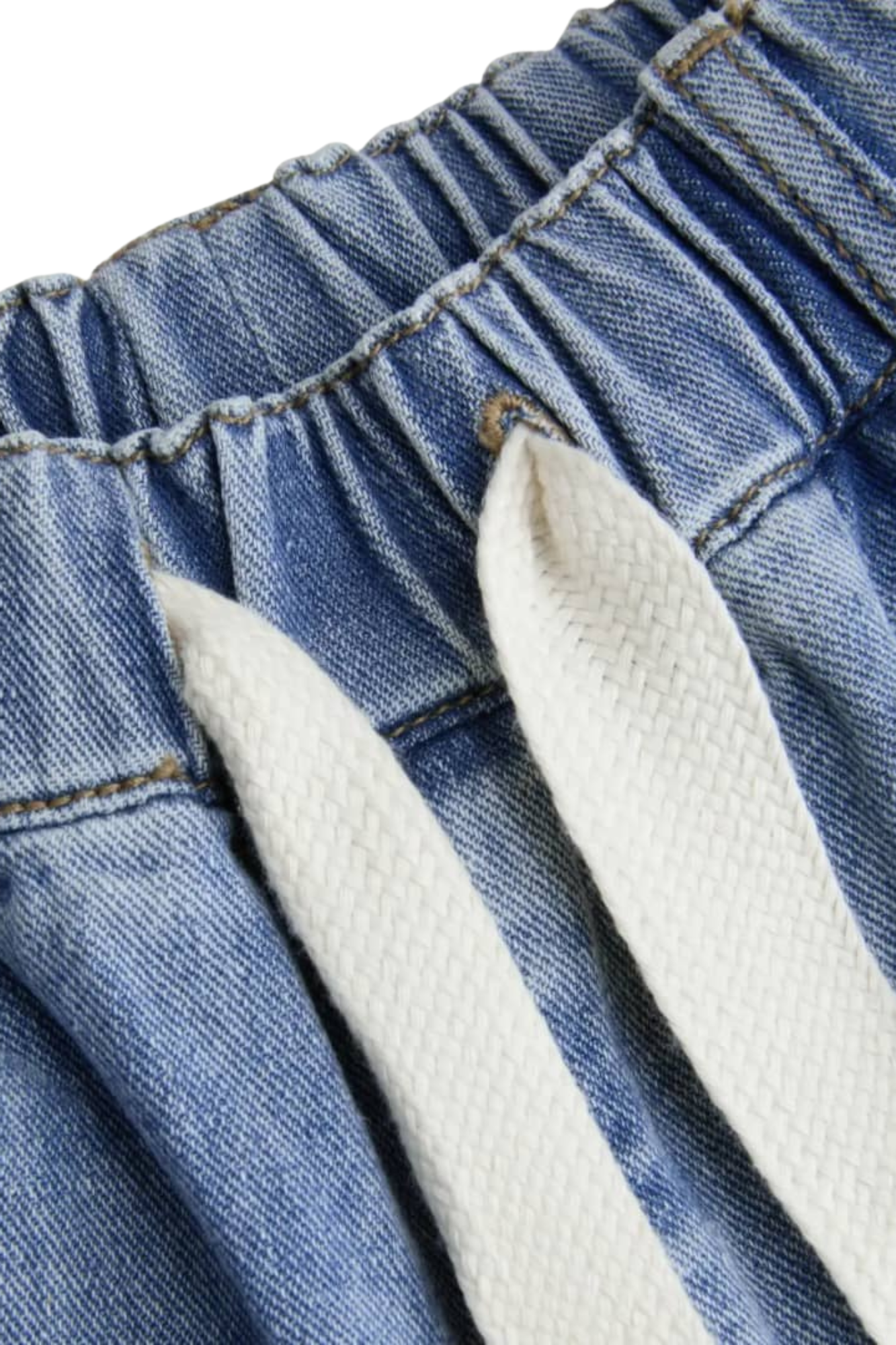 DENIM FRONT TIE WIDE PANTS