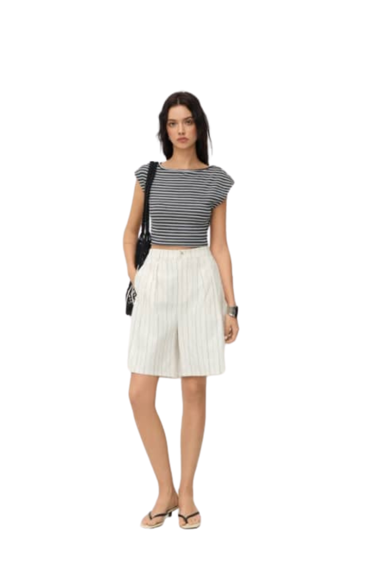 STRIPE POCKET BERMUDA SHORTS