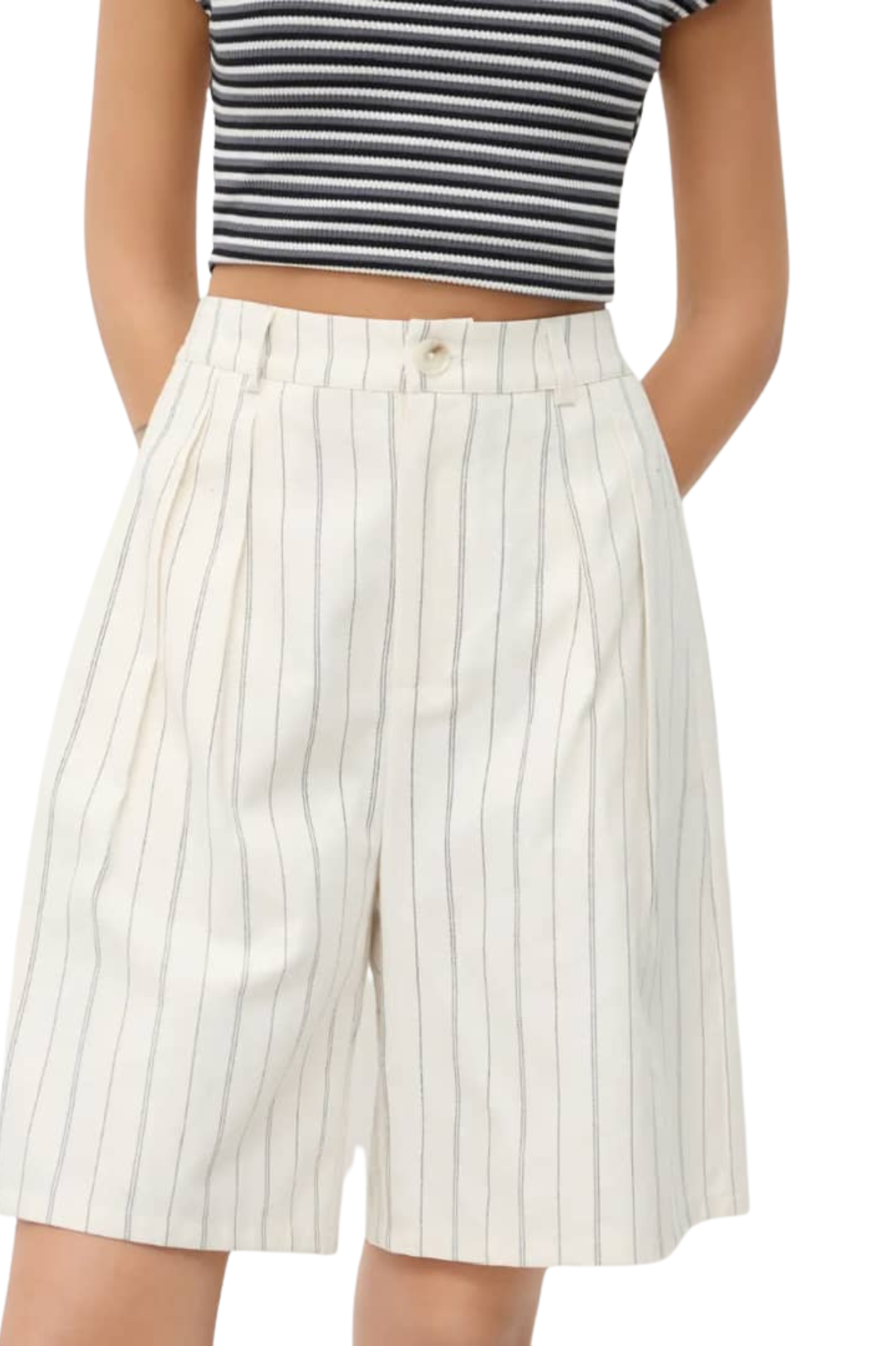 STRIPE POCKET BERMUDA SHORTS