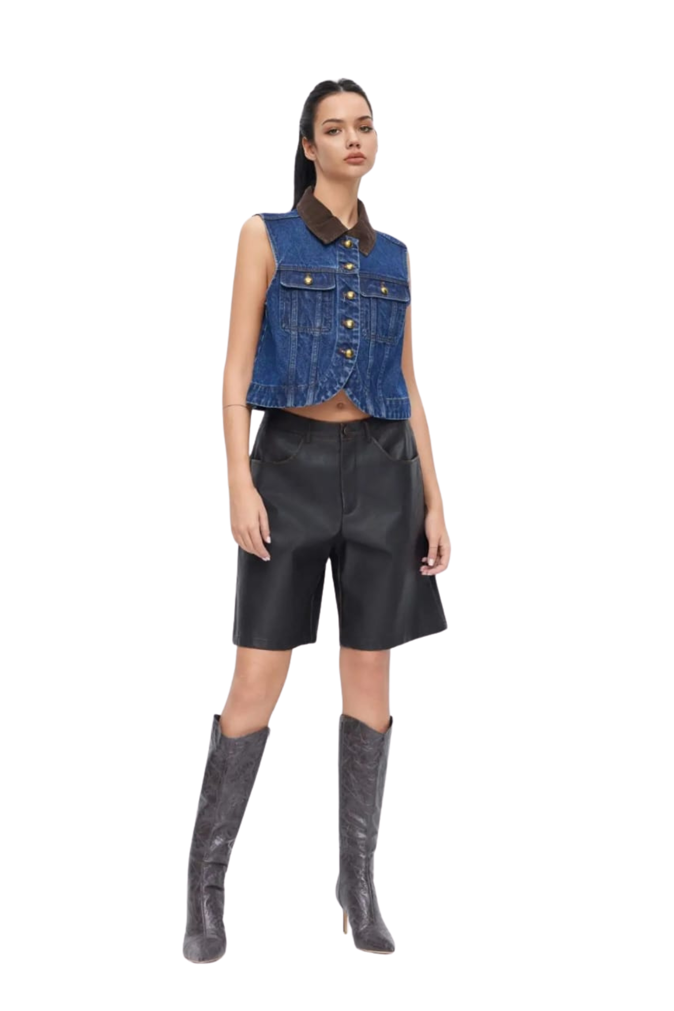 DENIM COLORBLOCK VEST