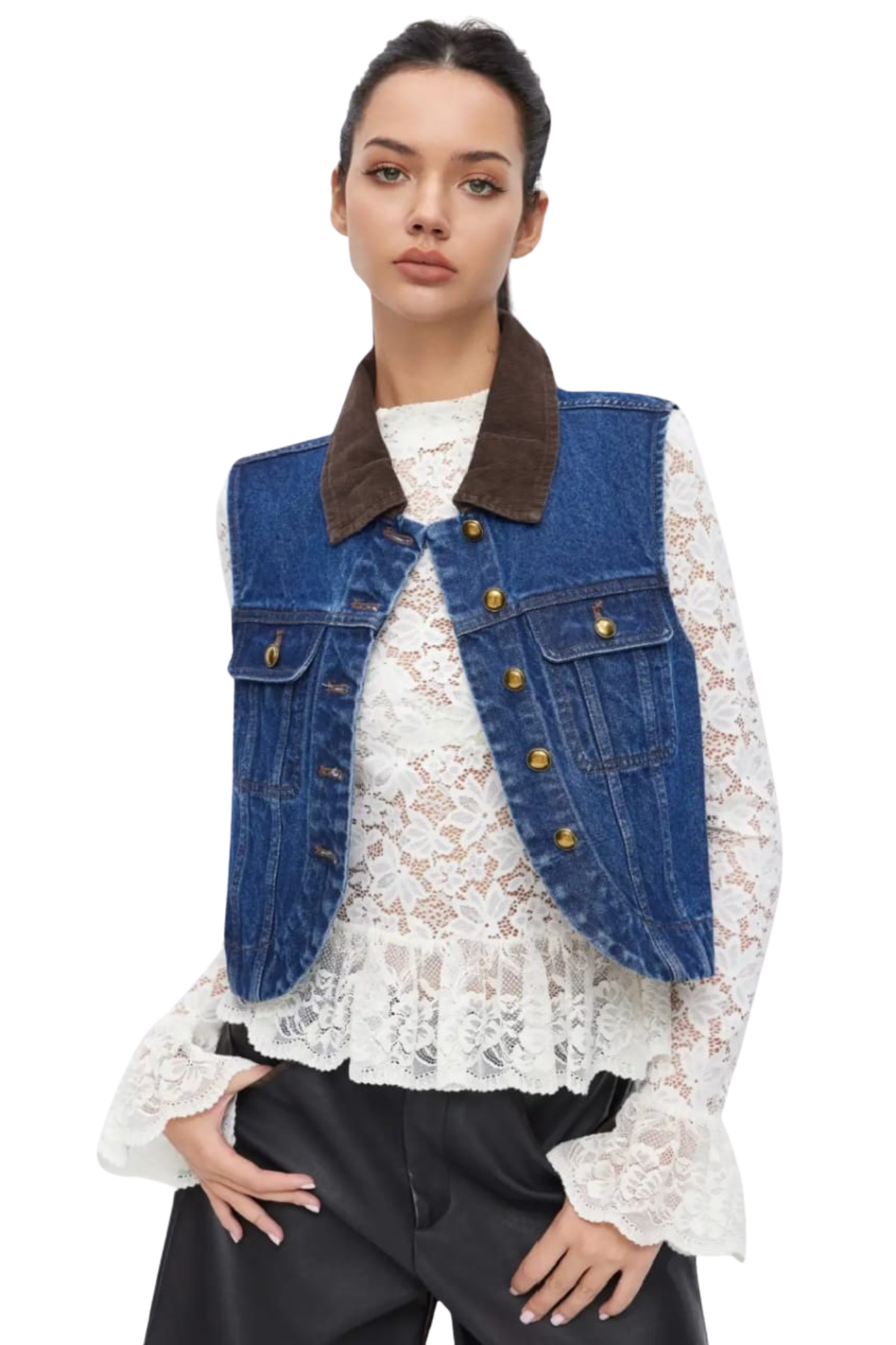 DENIM COLORBLOCK VEST