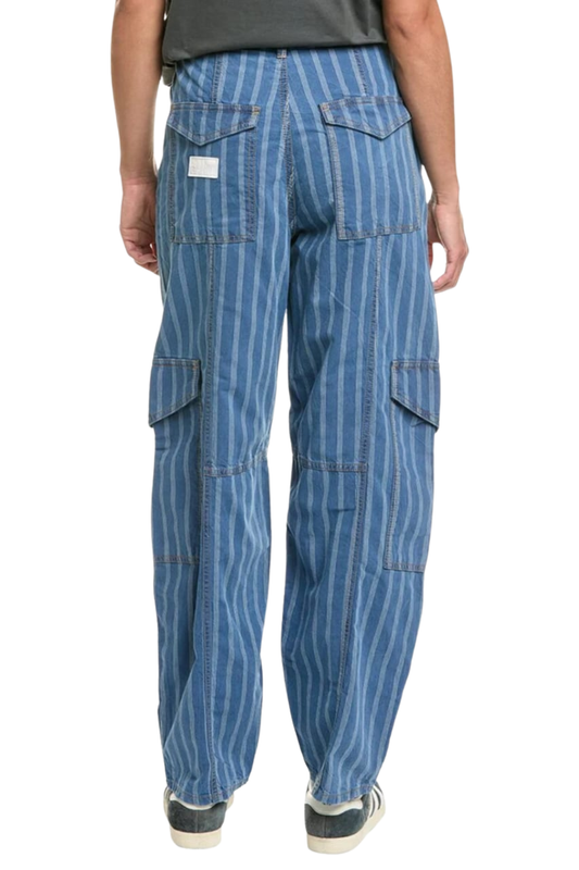 LIGHT STRIPE DENIM CARGO PANT