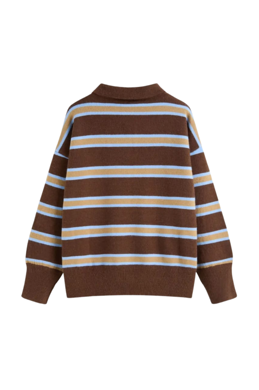 KNIT STRIPE LONG SLEEVE TOP