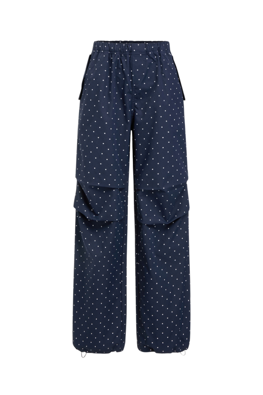POLKA DOT ELASTIC NAVY PANTS
