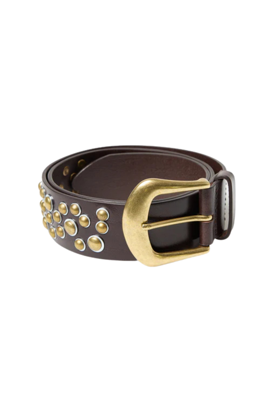 CINTURON STUDDED MARRON