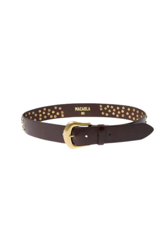 CINTURON STUDDED MARRON
