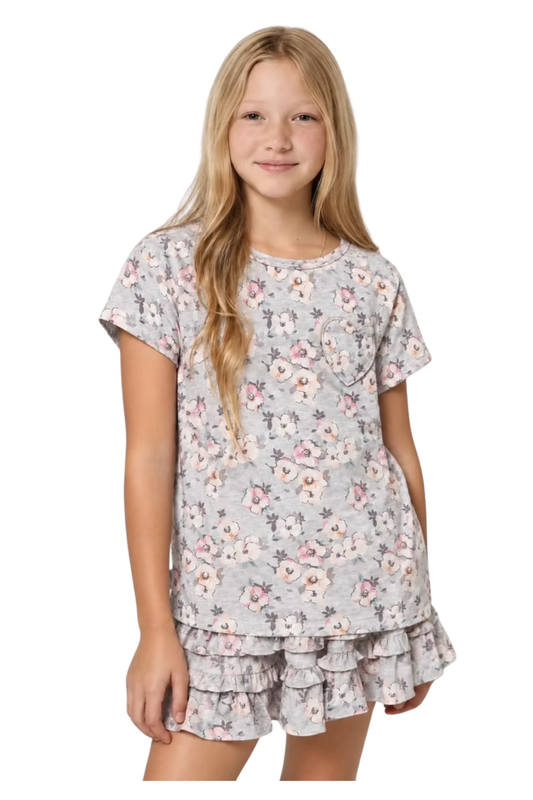T-SHIRT & SKIRT IN BLUSH MEADOW