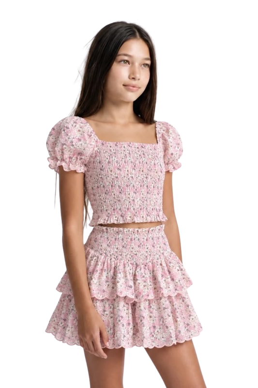EDEN TOP & SKIRT BLUSH MEADOW PINK