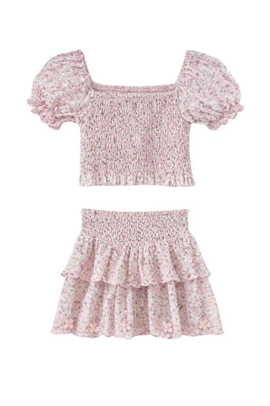 EDEN TOP & SKIRT BLUSH MEADOW PINK