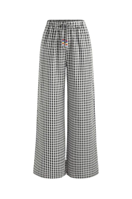 BEADED GINGHAM PANT