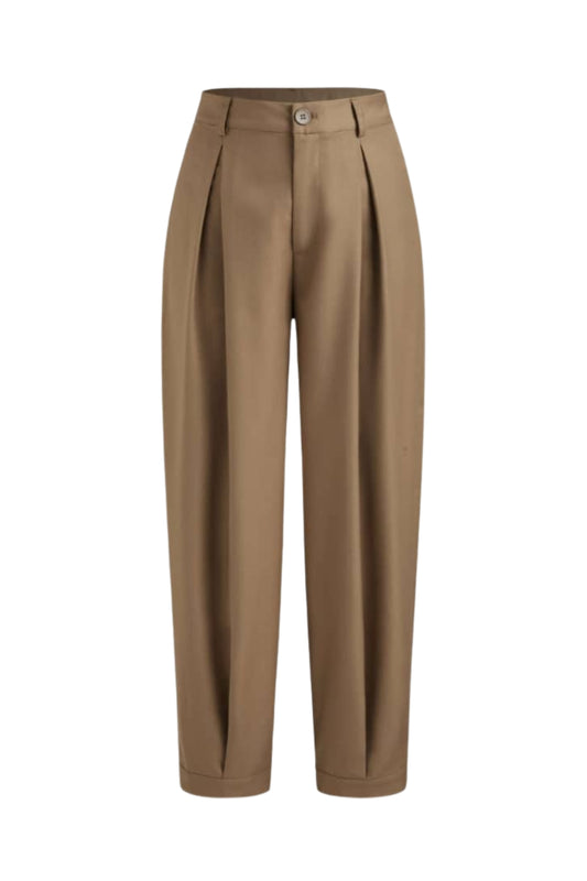PLEATED BROWN TROUSERS