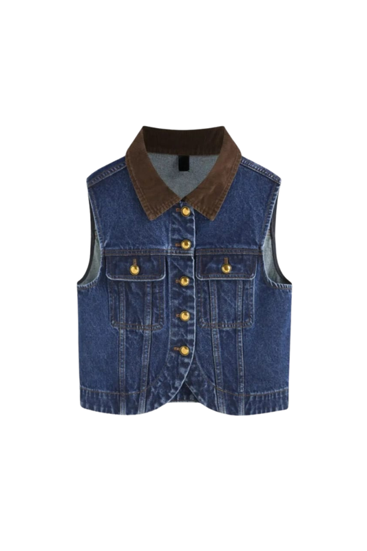 DENIM COLORBLOCK VEST
