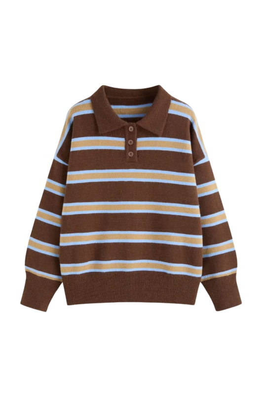 KNIT STRIPE LONG SLEEVE TOP