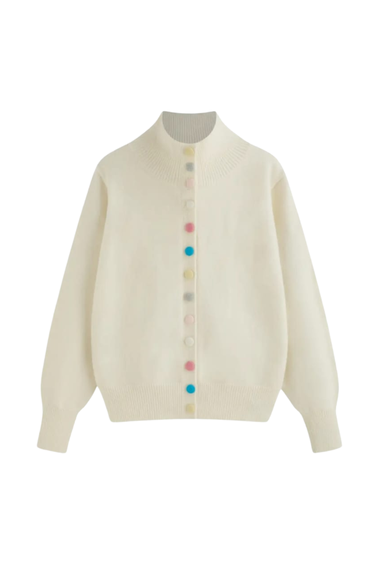 KNIT COLOR BUTTON CARDIGAN