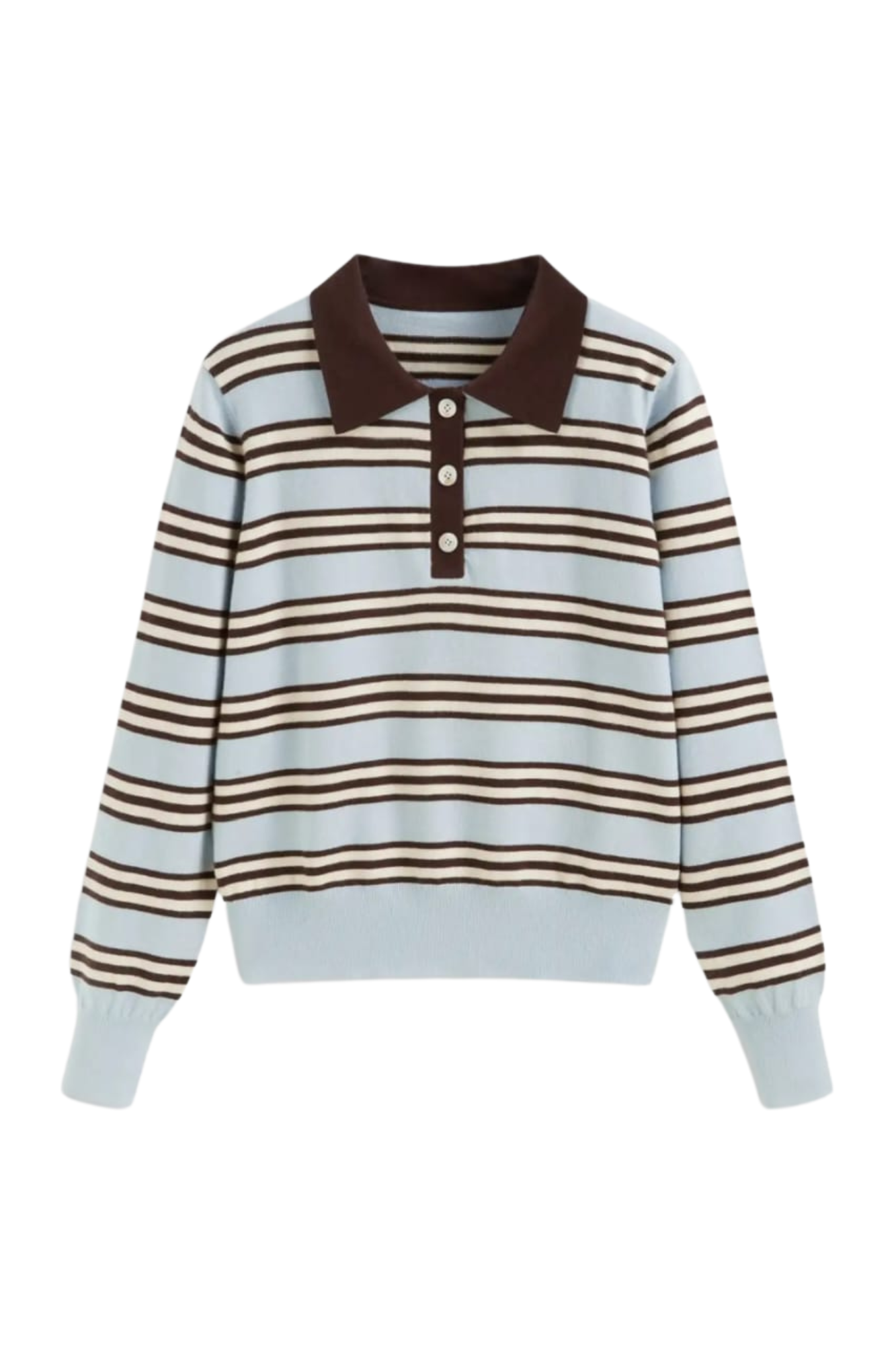 KNIT STRIPE POLO LONG SLEEVE