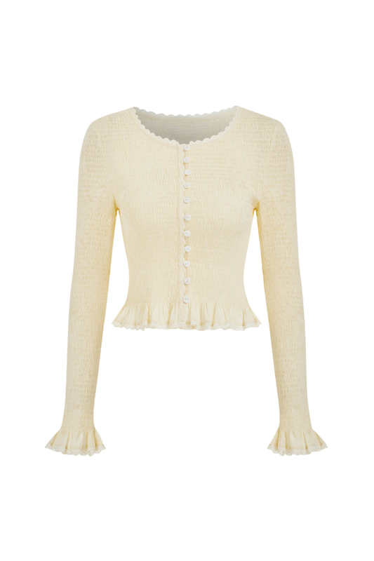 CROP RUFFLE BLOUSE CREAM