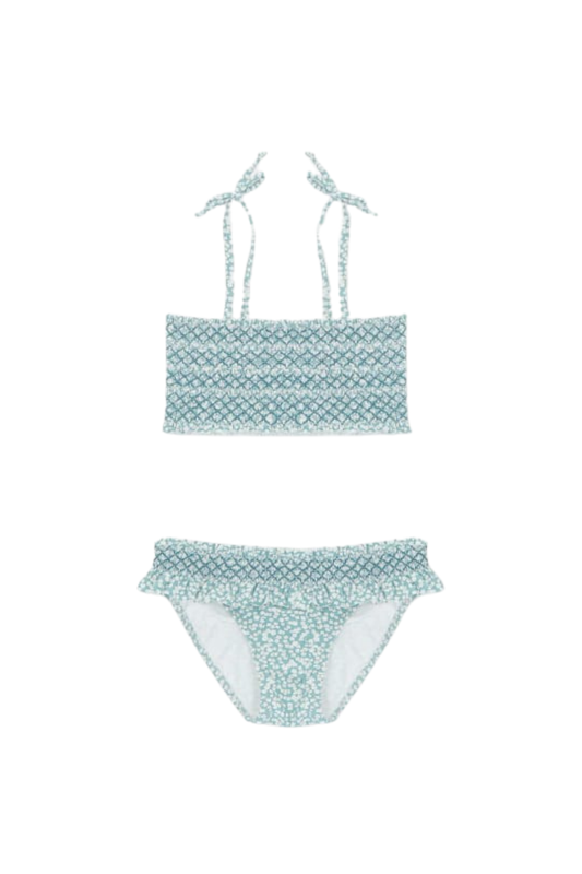 BIKINI FLORES NIÑA PICNIC VERDE